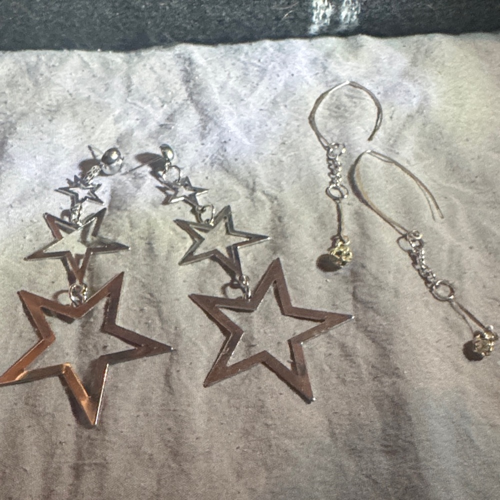 Silver Star Dangle Earrings